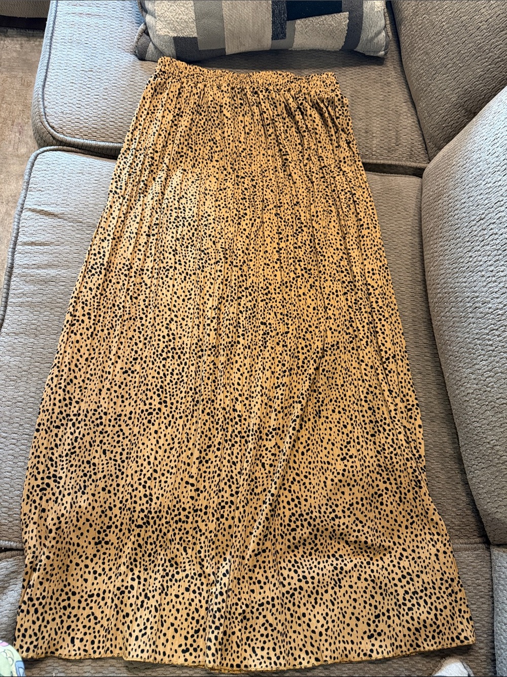 Jon & Anna Tan and Black Spotted Pleated Maxi Skirt